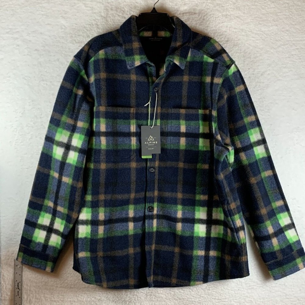 Alpine Design Shacket Shirt Jacket Men's XL Navy Plaid Collared 7026